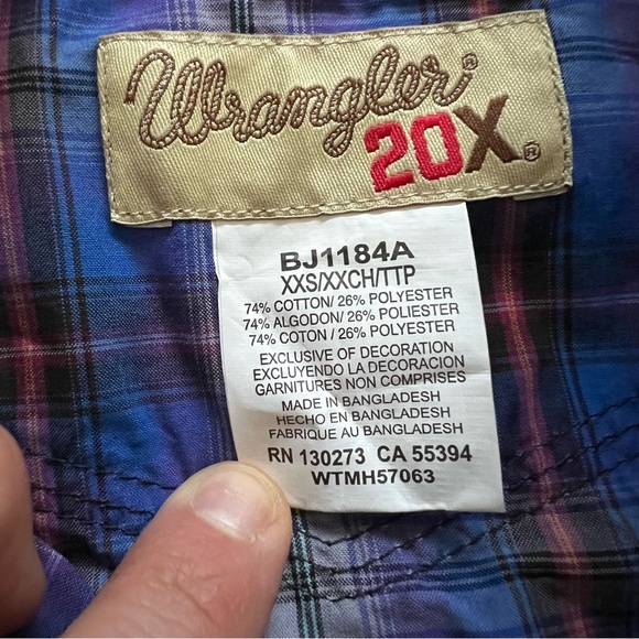 Wrangler 20X Long Sleeve Button Down Shirt Kids Boys Size XXS 2T-3T Plaid - Picture 9 of 11
